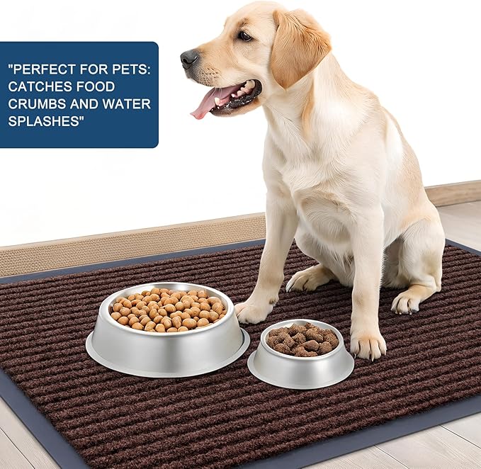 OLANLY Front Door Mat Indoor Outdoor Entrance, Waterproof Heavy Duty Doormat, Fade Resistant, Low Profile, Easy Clean Patio Porch Welcome Floor Mats for Entry, 59x30, Brown