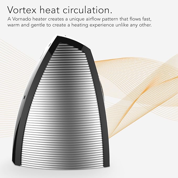 Vornado VH10 (2025) Space Heater for Indoor Use, Adjustable Thermostat, 2 Heat Settings, Advanced Safety Features, Integrated Carry Handle, Large Heater for Bedroom and Living Room, Quiet, Black