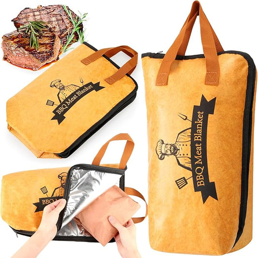BBQ Blanket for Resting Meat,Reusable Smoker Grilling Meat Insulated Resting Bag with Wide Mouth for Large Brisket/Beef/Pork Shoulders/Turkeys (BBQ Blanket 23in)