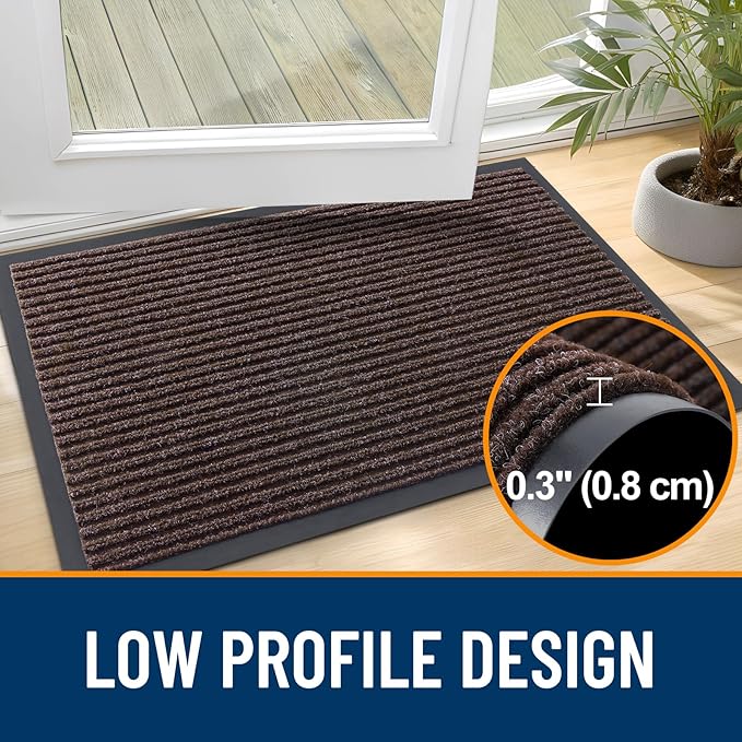 OLANLY Front Door Mat Indoor Outdoor Entrance, Waterproof Heavy Duty Doormat, Fade Resistant, Low Profile, Easy Clean Patio Porch Welcome Floor Mats for Entry, 71x23, Tan