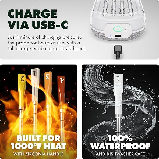 CHEF iQ Sense | Smart Wireless Meat Thermometer | 4 Ultra-Thin Probes | WiFi Unlimited Range | 1000°F Heat Safe | 5 Sensors | BBQ, Grill, Oven, Smoker, Air Fryer | Gen3