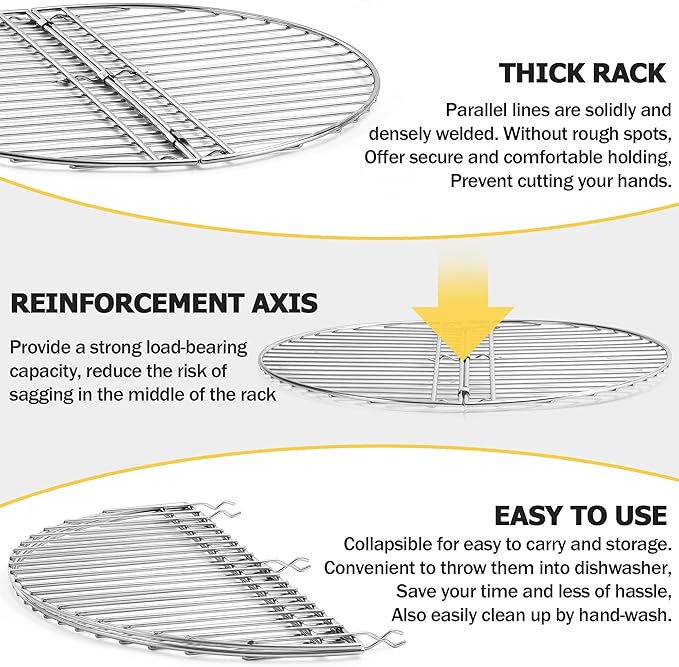 Joyfair Campfire Camping Tripod Grill Grate(17” Dia.), Heavy Duty Stainless Steel Openfire Tripod with Over Firepit Rack Camp Equipment, Adjustable Height Stand for Outdoor BBQ Cooking Grilling