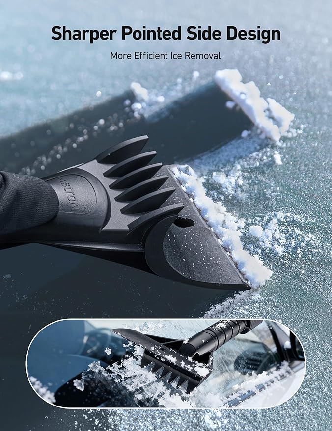 AstroAI 62.4" Ice Scrapers for Car Windshield and Extendable Snow Scraper with Foam Grip and 360° Pivoting Brush Head for Christmas Car Auto Truck SUV(Blue)