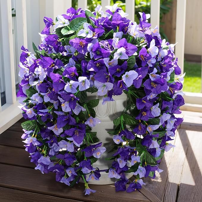 Faux Bougainvillea Artificial Flowers Plants for Outdoor Outside Spring Decoration, 2pcs Fake Silk Long Trailing Vines UV Resistant Realistic for Front Door Porch Planter Urn Patio Balcony Yard, Mix