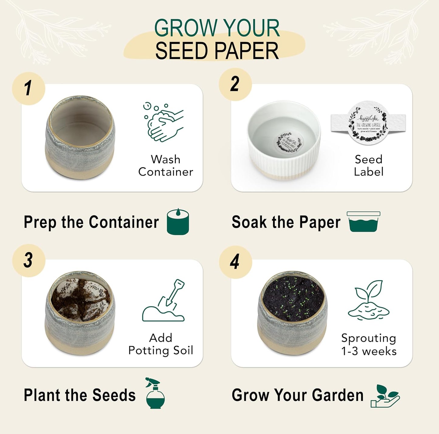 The Growing Candle, Wild Flower Scented, 10oz Ceramic Pot, Single Wick Aromatherapy Candles, 100% Soy for Women and Men, Greta