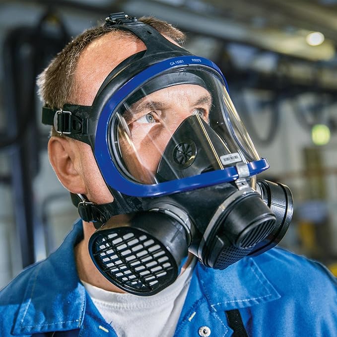 Dräger X-plore 5500 Full-Face Respirator Mask NIOSH Certified + 2x Gas Cartridge OV/AG/HF/FM/CD/AM/MA/HS | Eye and Respiratory Protection, Anti-Fog, 180° View