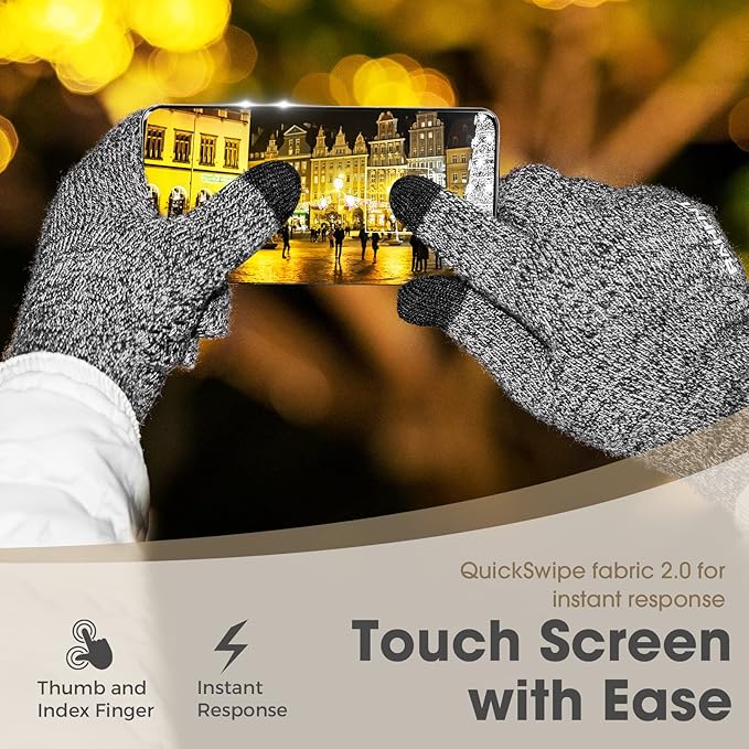 Rahhint Wool Winter Gloves Men Women Fleece lined Knit Gloves with Touchscreen Fingers Insulated Gloves Keep Hand Warm Gift