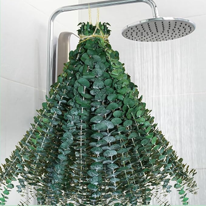 40 Pcs Dried Preserved Eucalyptus Shower Bundle,17" Natural Fresh Hanging Eucalyptus Leaves Stems Real Plant , Vase Filler Home, Wedding Decor