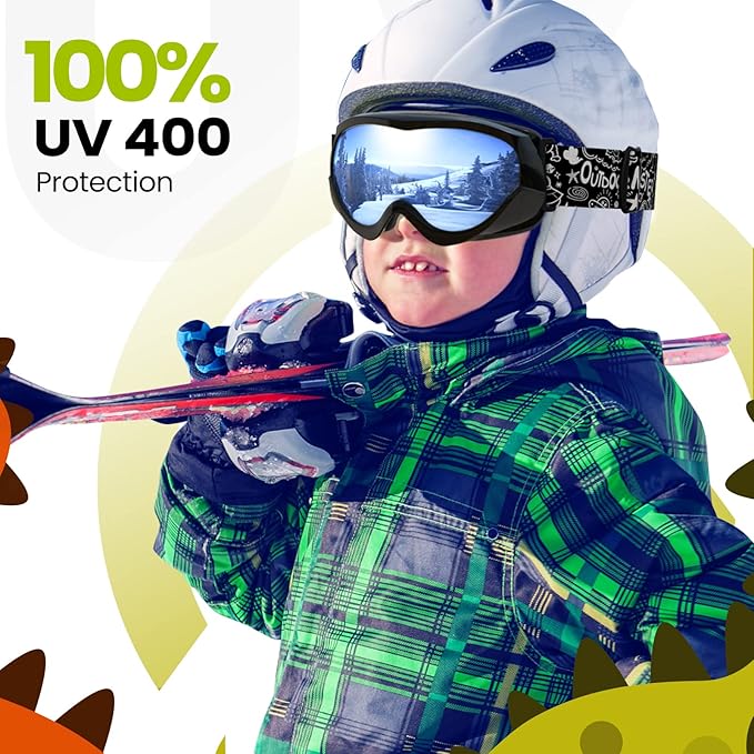 OutdoorMaster Kids Ski Goggles - Helmet Compatible Snow Goggles for Boys & Girls with 100% UV Protection