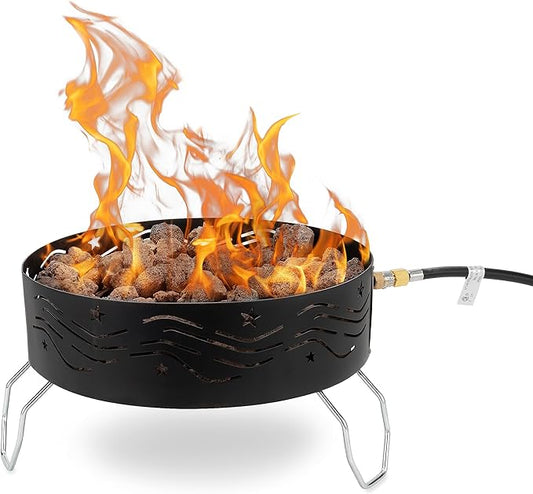 Camco Portable Propane Campfire | Features 8-Foot Hose and Adjustable Regulator | Great for Campsites with Fire Restrictions | (58047)