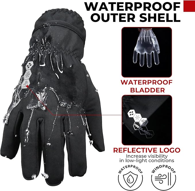 HANDLANDY Winter Gloves for Men & Women, Insulated Waterproof for Cold Weather, Thermal Glove for Cycling, Ski, Riding, Driving, Biking, Running