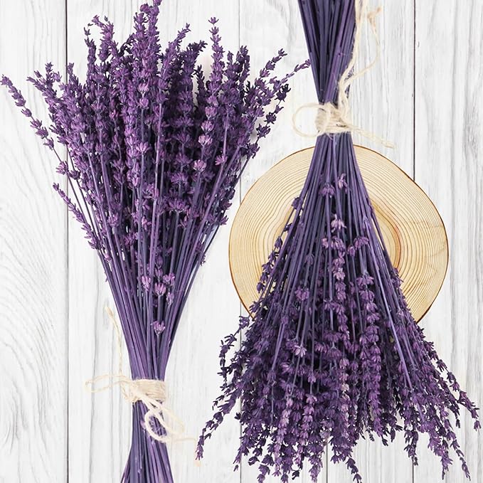Dried Preserved Lavender Flowers Bundle-Natural Dried Lavender Bouquet 180-200 Stems 15''-17" for Wedding Home Shower Vase Decor, Aromatherapy, Fragrance, Fresh, Dry, 2 Packs