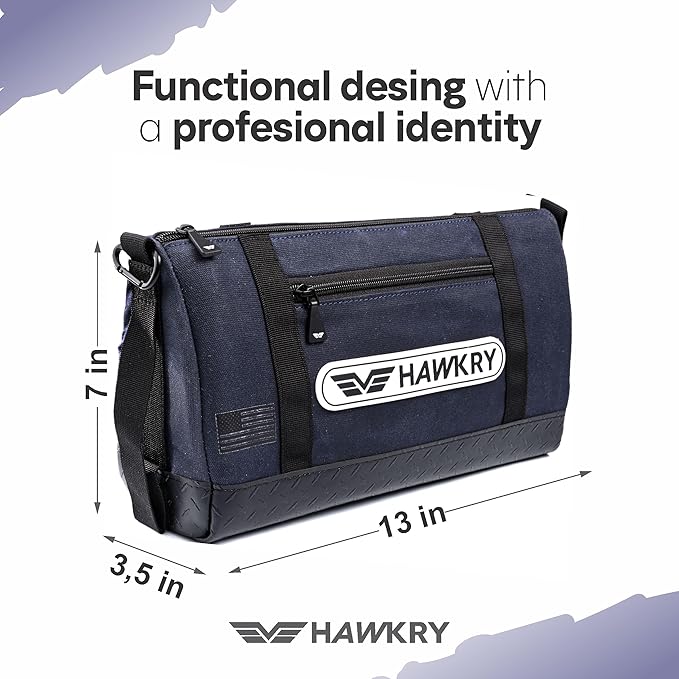 HAWKRY Heavy Duty Canvas Tool Bag – Waterproof Canvas Zipper Pouch, Garden Tool Bag, Construction Bags Heavy Duty, Small Zipper Pouch, Motorcycle Tool, Multipurpose Fishing Bag