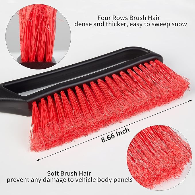 FOVAL 27" Snow Brush with Wider Ice Scraper (4.73" Width)(2 Pack), Snow Removal Car Brush with Comfortable Foam Grip for Cars, Trucks, SUVs, Windshield (Heavy Duty ABS, PVC Brush)