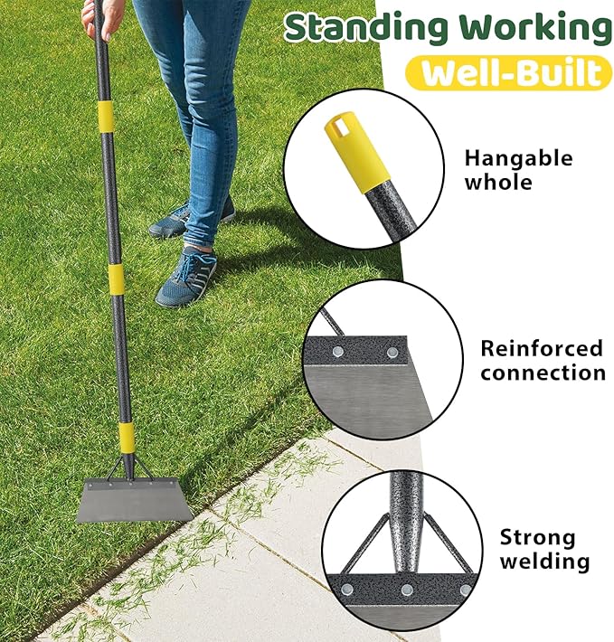 Snow Shovel Ice Scrapers, 60” Garden Flat Shovel for Driveway Snow Ice Removal, Stainless Steel Multifunctional Cleaning Shovels Chopper Floor Scraper for Outdoor Walkway Car