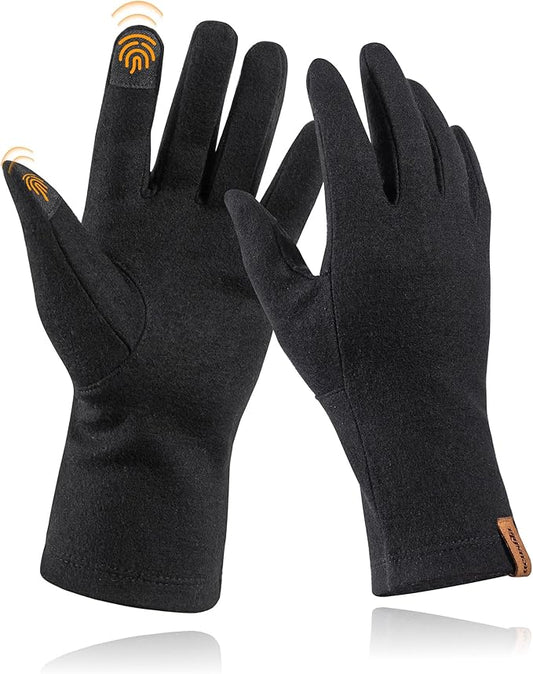 ACUSHLA Merino Wool Glove Liner -Touchscreen Lightweight Base Layer Ski Liner Glove for Men & Women