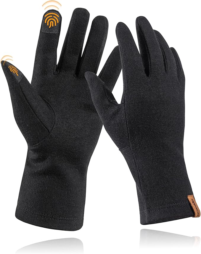 ACUSHLA Merino Wool Glove Liner -Touchscreen Lightweight Base Layer Ski Liner Glove for Men & Women