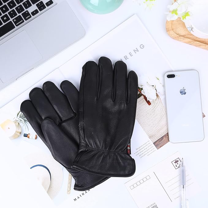 SKYDEER Full Deerskin Leather Winter Drive Work Gloves, Extra Soft 100G 3M Thinsulate, Thermal Insulated Gloves (SD2211T)
