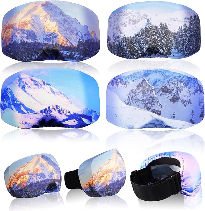 Civaner 4 Pieces Ski Snowboard Goggle Cover Sleeve Goggle Cover Microfiber Protective Lens Scratch Dust Protection for Travel