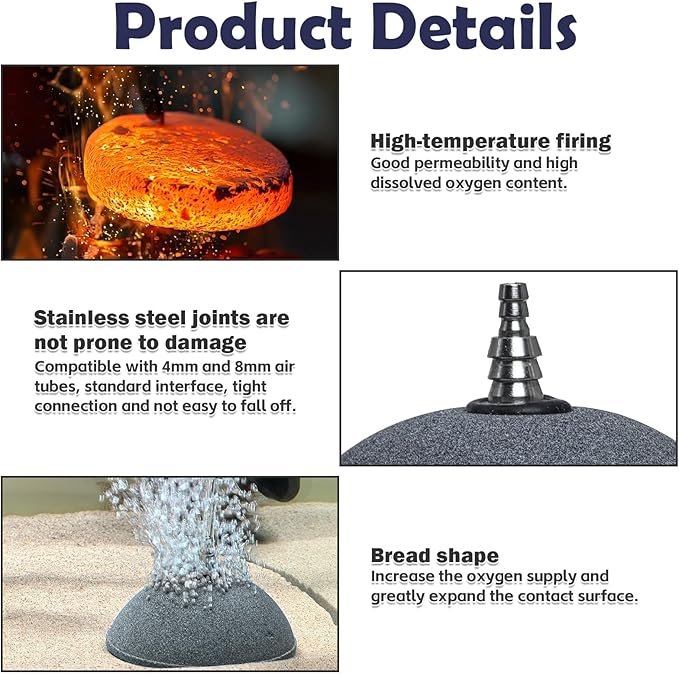 kathson Mineral Airstones Bubble 4.7 Inch Ball Shape Diffuser Airstone for Aquarium Fish Tank Pump and Hydroponics(2 Pack)