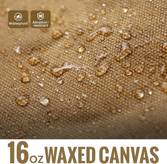 OneTigris Waxed Canvas Tool Tote Bag with Removable Tool Roll Bag, 36L Large Capacity Storage Tote Bag - Heavy Duty Canvas Bag and Tactical Camping Storage for Gardening,Camping Gear Firewood