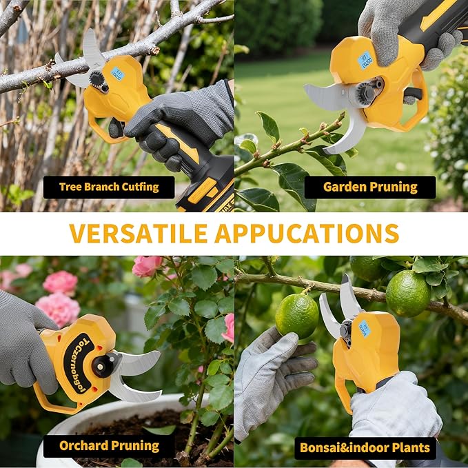 2-in-1 Electric Pruning Shears with Extension Pole, Cordless Power Pruner with 2 Inch Cutting Diameter, Brushless Motor, LCD Display & 2×2.0Ah Batteries for High Branch & Tree Trimming
