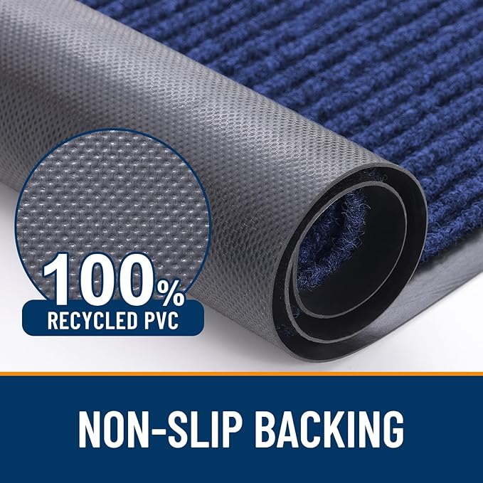 OLANLY Front Door Mat Indoor Outdoor Entrance, Waterproof Heavy Duty Doormat, Fade Resistant, Low Profile, Easy Clean Patio Porch Welcome Floor Mats for Entry, 71x47, Blue