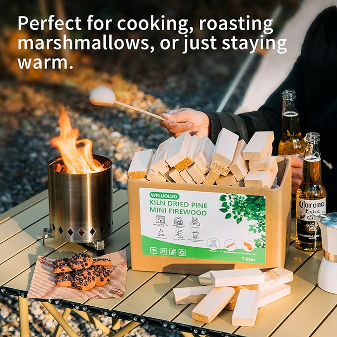 Mini Firewood with 8PCS Fire Starters 3.5'' Lengths Pine Kiln Dried Firewood Great Solo Stove Accessories Tool Prefect for Solo Stove Mesa, Tabletop Fire Pit, Solo Stove Mesa Sticks Wood