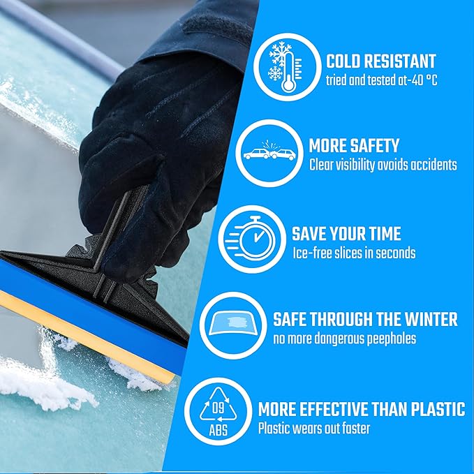 Car Ice Scraper Brass Blade - Fast, Effortless, efficient & Easy - Brass Ice Scrapers for Car Windshield Ice Scraper - Brass Ice Scraper for Car - Original Murska from Europe - Winter A054 Black Blue