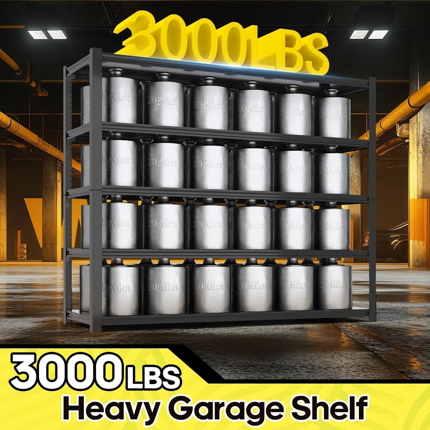 5 Tier Adjustable Metal Shelving Storage Rack,Storage Shelves,59.8" Wx24 Dx76.6 H Garage Shelving Heavy Duty,Industrial Shelving Unit for Basement,Warehouse,Garage Organization.3 Pack