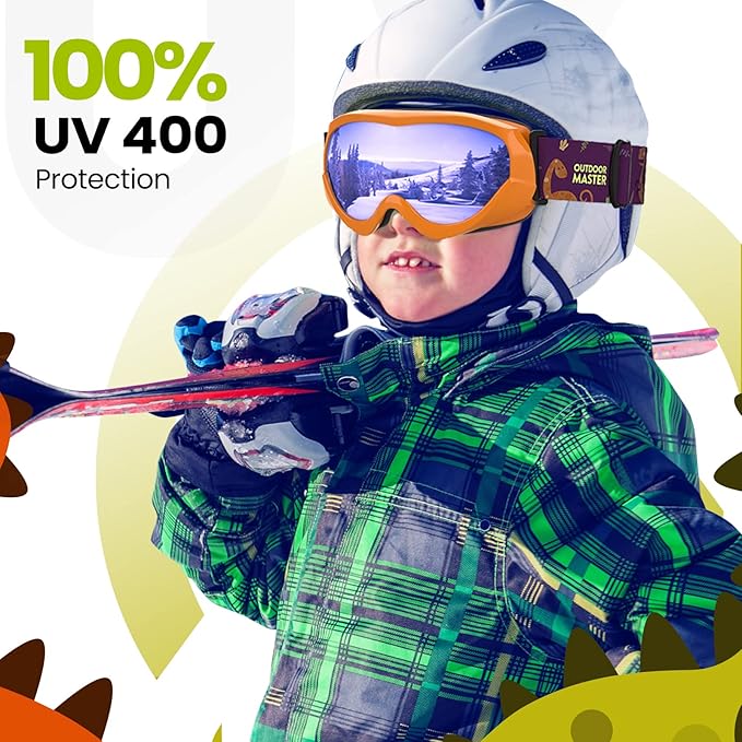 OutdoorMaster Kids Ski Goggles - Helmet Compatible Snow Goggles for Boys & Girls with 100% UV Protection