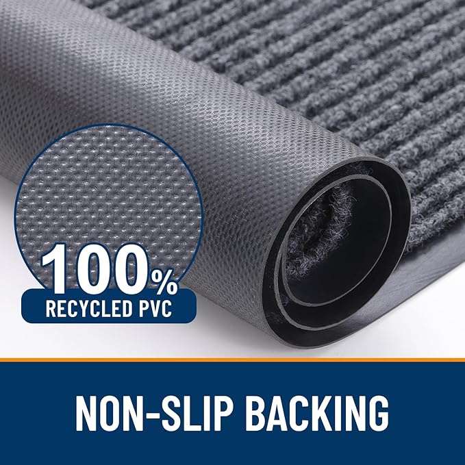 OLANLY Front Door Mat Indoor Outdoor Entrance, Waterproof Heavy Duty Doormat, Fade Resistant, Low Profile, Easy Clean Patio Porch Welcome Floor Mats for Entry, 71x47, Grey