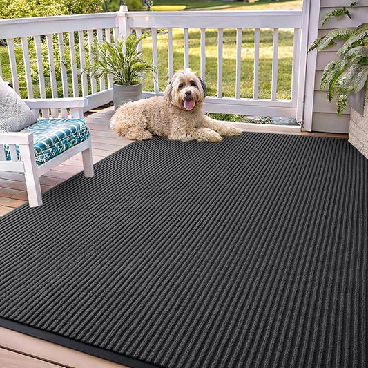 OLANLY Front Door Mat Indoor Outdoor Entrance, Waterproof Heavy Duty Doormat, Fade Resistant, Low Profile, Easy Clean Patio Porch Welcome Floor Mats for Entry, 71x47, Charcoal Grey