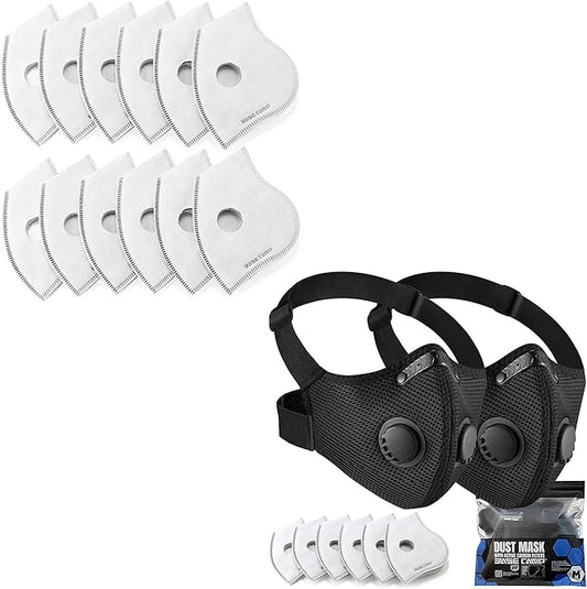 BASE CAMP Activated Carbon Filters (12 Filters) Bundle with BASE CAMP M PRO Dust Mask 2 Pack Total 18 Filters