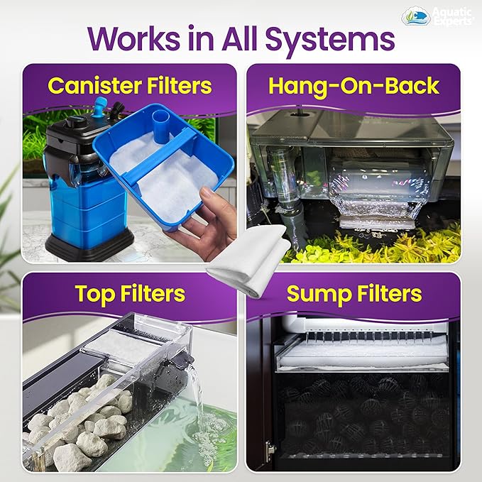 Aquatic Experts Aquarium Polishing Filter Pad, Water Polishing Pad for Aquarium Filters, Filter Floss for Fish Tank Filters, (50 Micron, 24" x 36" - 1 Pack)