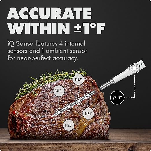 CHEF iQ Sense | Smart Wireless Meat Thermometer | 4 Ultra-Thin Probes | WiFi Unlimited Range | 1000°F Heat Safe | 5 Sensors | BBQ, Grill, Oven, Smoker, Air Fryer | Gen3