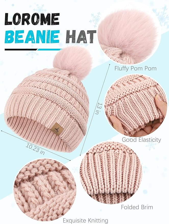 Winter Hat Scarf Gloves and Ear Warmer, Warm Knit Beanie Hat Touch Screen Gloves Set Winter Gifts Neck Scarves for Women