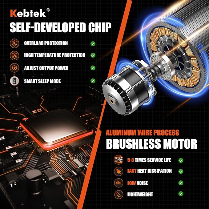 Electric Pruning Shear, Kebtek Cordless Electric Pruner Heavy Duty Electric Branch Cutter Brushless Motor with 2PCS 2500mAh 8-10H Working Time, 30mm (1.18 Inch) Cutting Diameter (KT930) Smooth-CUT