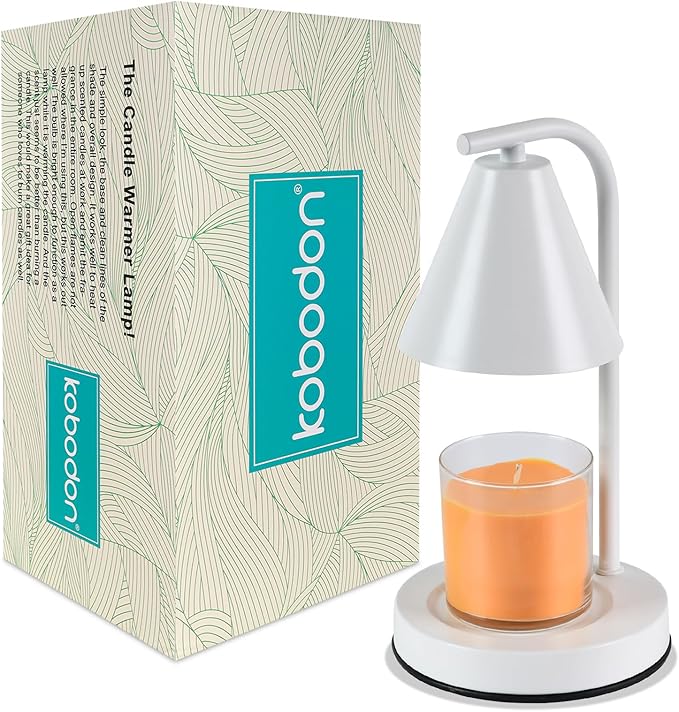 Candle Warmer Lamp, Electric Candle Lamp Warmer Birthday for Mom Women Home Bedroom Decor Dimmable Wax Melt Warmer for Scented Wax with 2 Bulbs, Jar Candles (White)