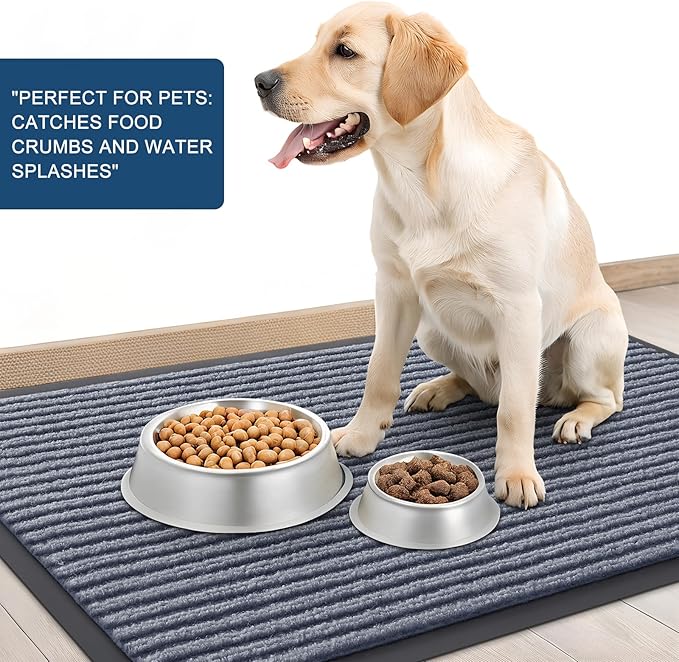 OLANLY Front Door Mat Indoor Outdoor Entrance, Waterproof Heavy Duty Doormat, Fade Resistant, Low Profile, Easy Clean Patio Porch Welcome Floor Mats for Entry, 47x23, Ash Grey