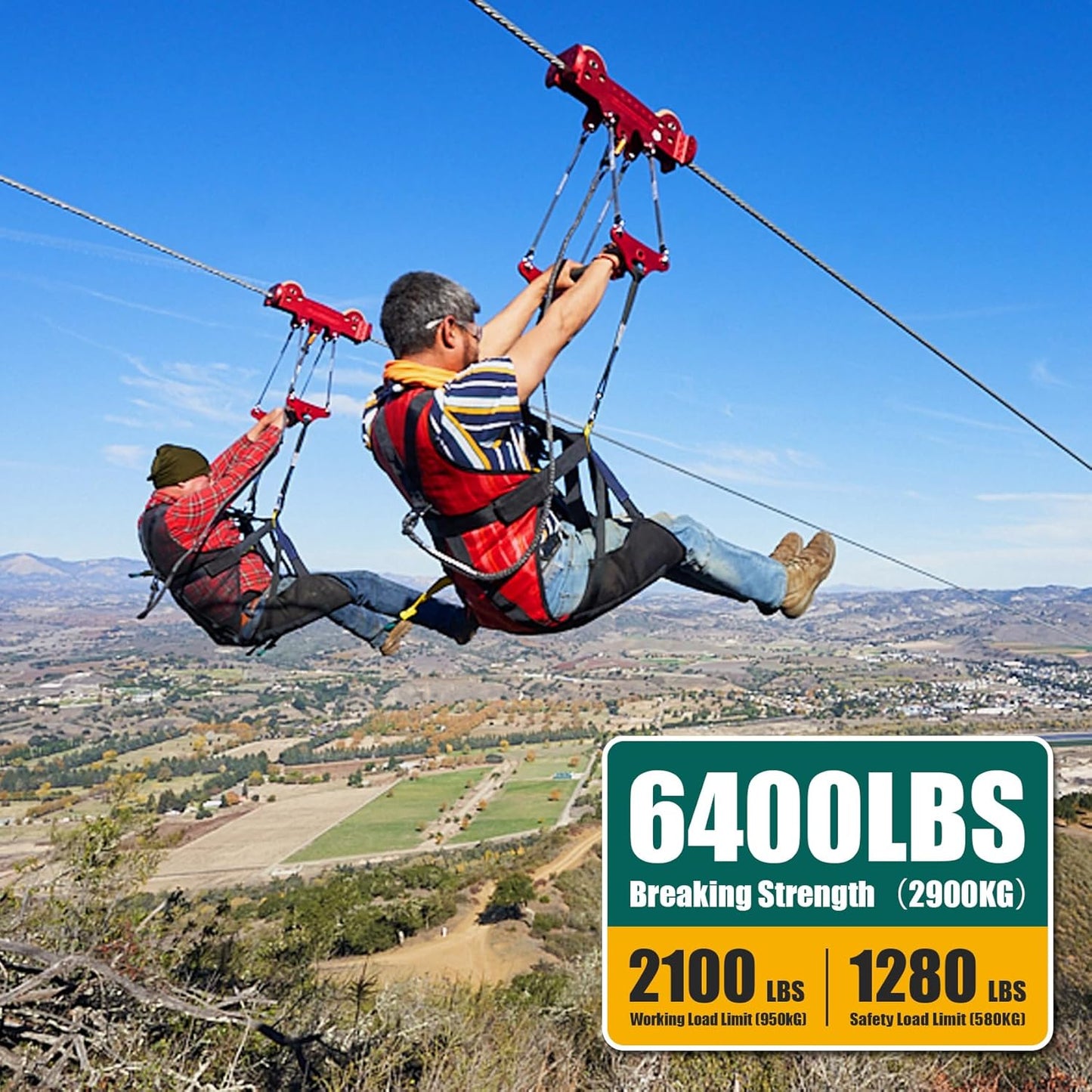 1/4" Stainless Steel Cable 50FT Wire Rope with Clamps and Thimble, 7X19 Strands Aircraft Cable for Zipline, Outdoor, Deck Railing, Heavy Duty Applications, Hanging, 6400lbs Breaking Strength