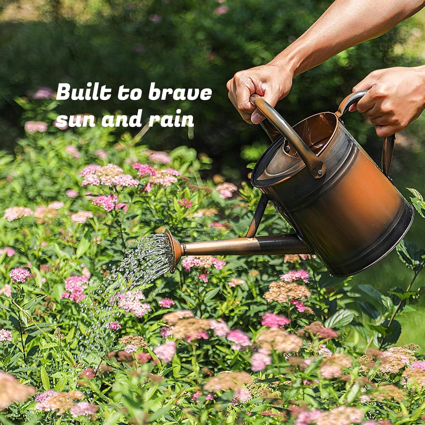 1 Gallon Watering Can for Plants, Watering Cans for Indoor&Outdoor Gardening, Galvanized Steel Watering Pot with Removable Spout, Metal Water Can with Ergonomic Movable Handle(Copper)