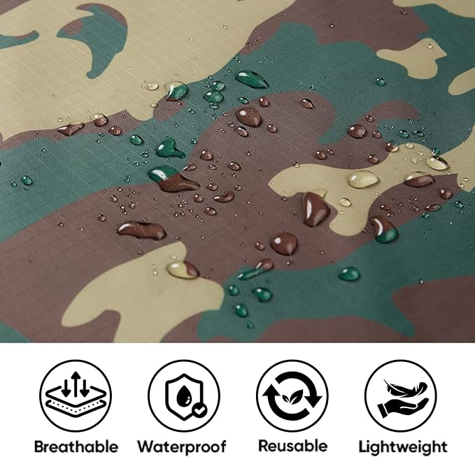 PTEROMY Hooded Rain Poncho for Adult with Pocket, Waterproof Lightweight Unisex Raincoat for Hiking Camping Emergency