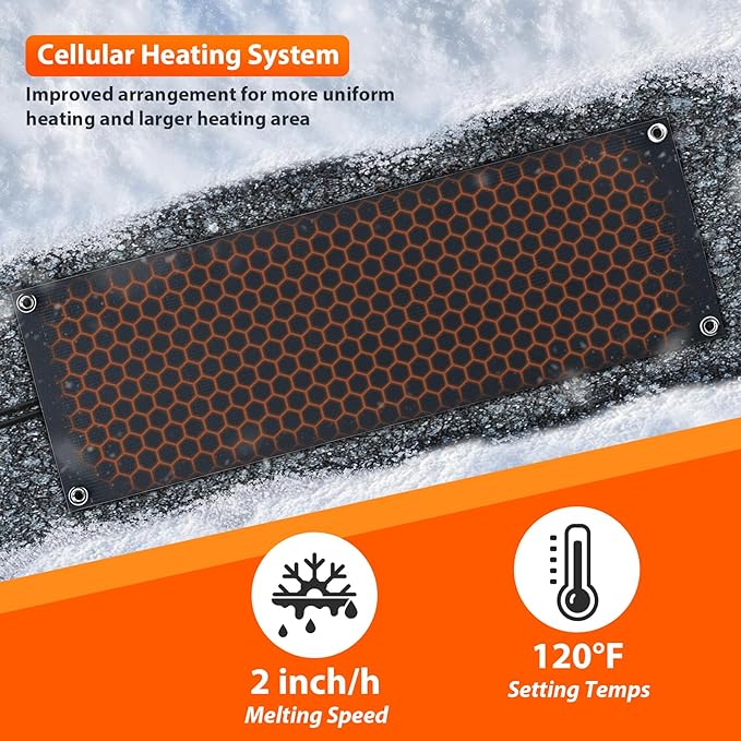 mestyl Heated Snow Melting Mats Outdoor, 10 x 30 Inch Heated Outdoor Mats, Snow and Ice Melting Mats No-Slip Winter Outdoor Heated Mats for Stair, Walkway, Steps, Sidewalks, Decks, Driveway, 1Pcs