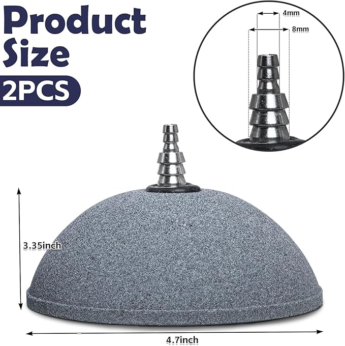 kathson Mineral Airstones Bubble 4.7 Inch Ball Shape Diffuser Airstone for Aquarium Fish Tank Pump and Hydroponics(2 Pack)