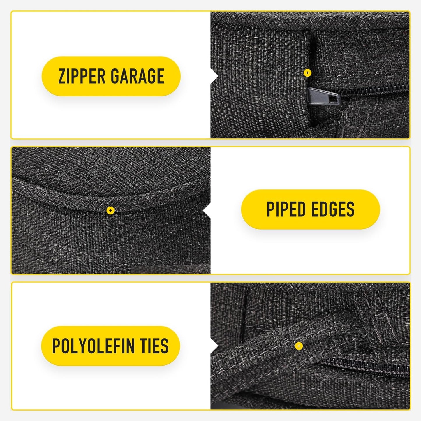 SUNROX Gel Memory Foam Chair Cushions, FadeShield Water-, Stain-Resistant Durable Reversible Seat Cushion Pads with Ties for Indoor/Outdoor Kitchen Dining Office, 19"x19", Set of 2, Midnight