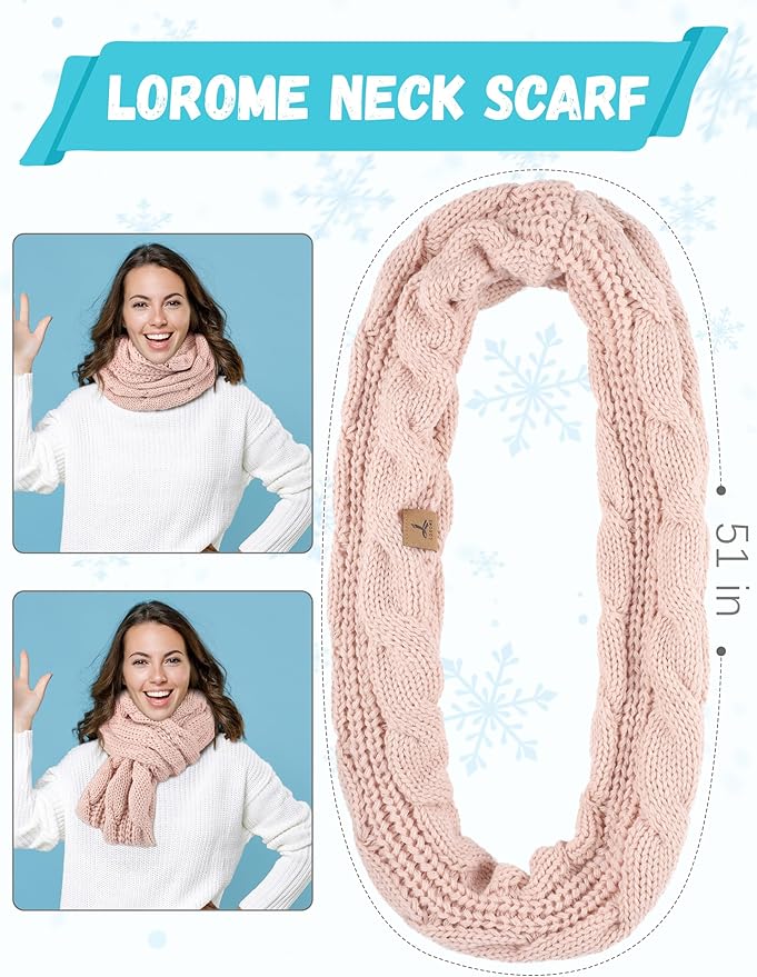 Winter Hat Scarf Gloves and Ear Warmer, Warm Knit Beanie Hat Touch Screen Gloves Set Winter Gifts Neck Scarves for Women