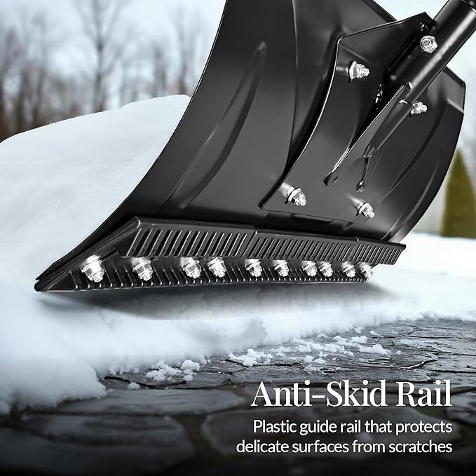 Best Choice Products 24in Galvanized Steel Blade Heavy-Duty Snow Pusher, Hand Plow for Snow Removal, Ergonomic Handle, Easy Storage - Black