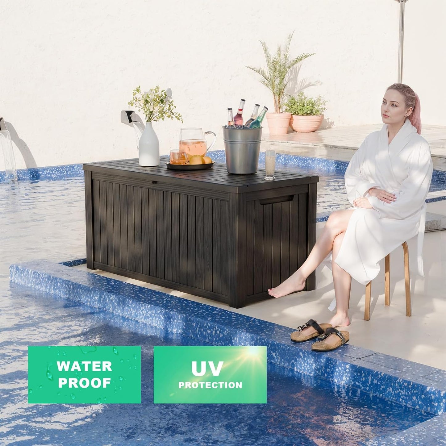 180 Gallon Outdoor Storage Box – Waterproof Deck Box for Garden & Patio,Black