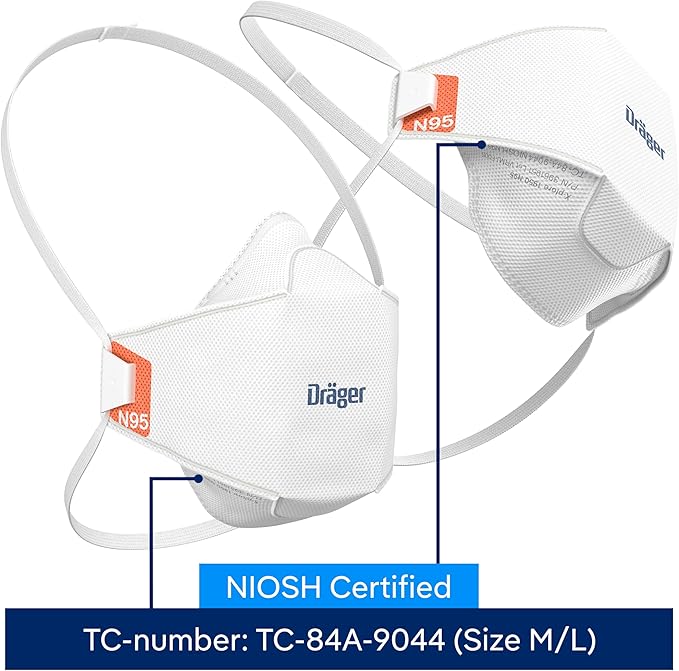 Dräger X-plore 1950 N95 respirator mask, size M/L | NIOSH-approved respirator mask for construction, DIY, home improvement